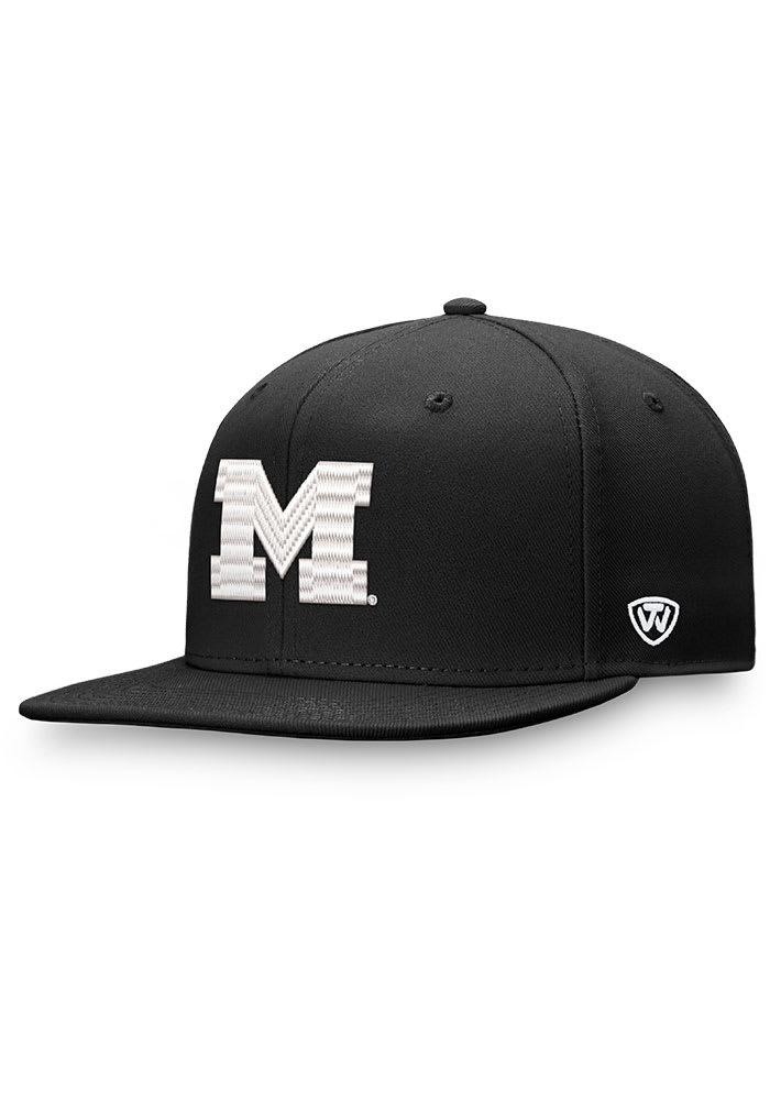 Michigan Wolverines Top of the World BLACK Iconic Flatbill One-Fit