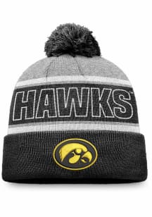 Iowa Hawkeyes Grey Primary Stripe Crown Cuff Pom Mens Knit Hat