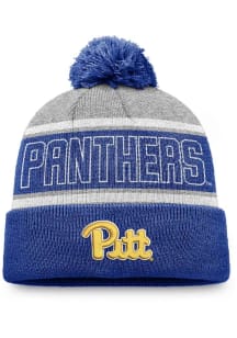 Pitt Panthers Grey Primary Stripe Crown Cuff Pom Mens Knit Hat