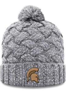 Michigan State Spartans Top of the World Primary Patch Cuff Pom Womens Knit Hat - Grey