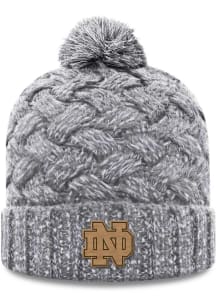 Top of the World Notre Dame Fighting Irish Grey Primary Patch Cuff Pom Womens Knit Hat