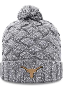 Texas Longhorns Grey Primary Patch Cuff Pom Womens Knit Hat