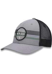 Top of the World North Texas Mean Green Legend Patch Stripe Trucker Adjustable Hat - Grey