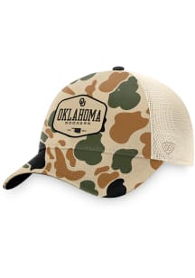 Oklahoma Sooners Trip Meshback Adjustable Hat - Brown