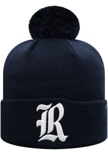 Top of the World Rice Owls Navy Blue Pom Cuffed Mens Knit Hat