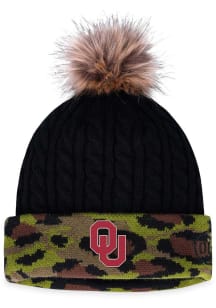 Top of the World Oklahoma Sooners Black Terra OHT Faux Pom Womens Knit Hat