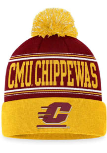 Central Michigan Chippewas Maroon Draft Cuff Pom Mens Knit Hat