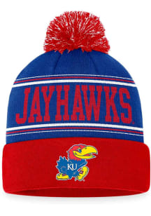 Kansas Jayhawks Blue Draft Cuff Pom Mens Knit Hat