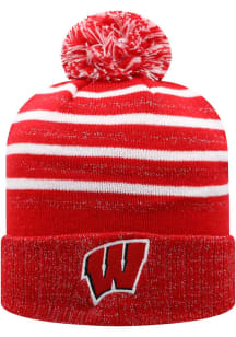 Top of the World Wisconsin Badgers Red Shimmerling Cuffed Womens Knit Hat