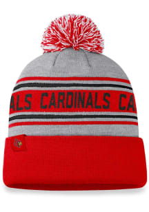 Louisville Cardinals Grey Frigid Cuff Pom Mens Knit Hat