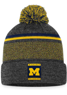 Top of the World Michigan Wolverines Grey Harsh Cuff Pom Mens Knit Hat