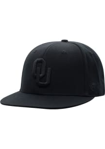 Top of the World Oklahoma Sooners Mens Black Black Out Flat Bill Fitted Hat