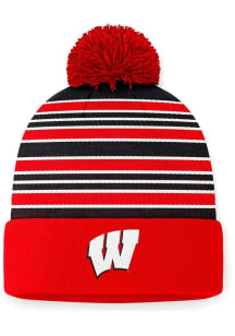 Wisconsin Badgers Top of the World Double Down Cuff Pom Mens Knit Hat - Red