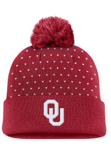 Top of the World Oklahoma Sooners Cardinal Kai Cuff Pom Womens Knit Hat