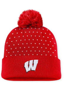 Wisconsin Badgers Top of the World Kai Cuff Pom Womens Knit Hat - Red