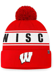 Wisconsin Badgers Top of the World Slash Cuff Pom Mens Knit Hat - Red