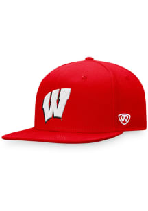 Top of the World Wisconsin Badgers Mens Red NTOF Flatbill Fitted Hat