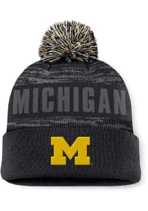 Michigan Wolverines Top of the World Colton Cuff Pom Mens Knit Hat - Black