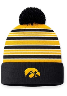 Iowa Hawkeyes Top of the World Double Down Cuff Pom Mens Knit Hat - Black