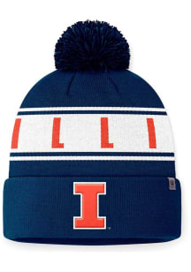 Illinois Fighting Illini Top of the World Slash Cuff Pom Mens Knit Hat - Navy Blue