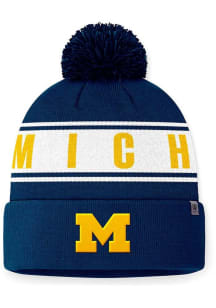 Michigan Wolverines Top of the World Slash Cuff Pom Mens Knit Hat - Navy Blue