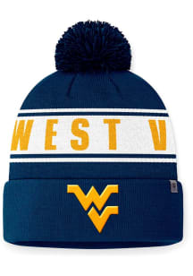 Top of the World West Virginia Mountaineers Navy Blue Slash Cuff Pom Mens Knit Hat