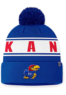 Top of the World Kansas Jayhawks Blue Slash Cuff Pom Mens Knit Hat