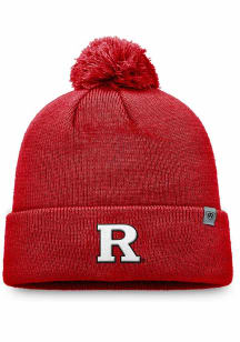 Rutgers Scarlet Knights Top of the World Tow Pom Cuffed Knit Team Color Mens Knit Hat - Red