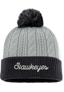 Iowa Hawkeyes Top of the World Becca Cable Cuff Pom Womens Knit Hat - Grey