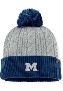 Michigan Wolverines Top of the World Becca Cable Cuff Pom Womens Knit Hat - Grey