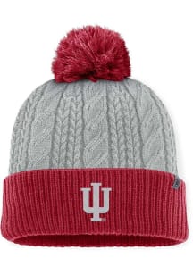 Indiana Hoosiers Top of the World Becca Cable Cuff Pom Womens Knit Hat - Grey