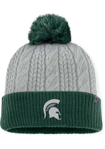 Michigan State Spartans Top of the World Becca Cable Cuff Pom Womens Knit Hat - Grey