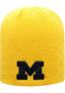 Top of the World Michigan Wolverines Yellow Classic Uncuffed Knit Mens Knit Hat