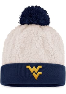 Top of the World West Virginia Mountaineers White Grace Cuffed Pom Knit Womens Knit Hat