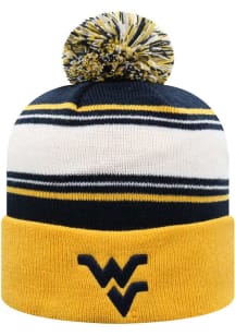Top of the World West Virginia Mountaineers Yellow 3T Cuffed Pom Knit Mens Knit Hat