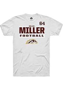 Nolan Miller Western Michigan Broncos White Football NIL Stacked Box Short Sleeve Player T Shirt