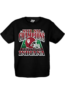 Blue 84 Indiana Hoosiers Youth Black 2025 College Football National Champions Short Sleeve T-Shirt