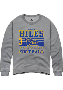 Rasheem Biles Rally Mens Grey Pitt Panthers NIL Striped Player Crew