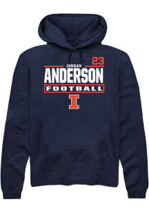 Jordan Anderson Rally Mens Navy Blue Illinois Fighting Illini NIL Stacked Box Player Hood
