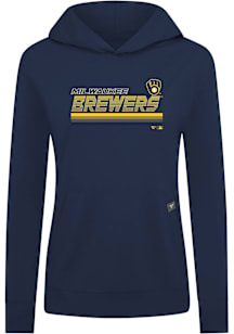 Levelwear Milwaukee Brewers Womens Navy Blue Relay Breaker Hooded Sweatshirt