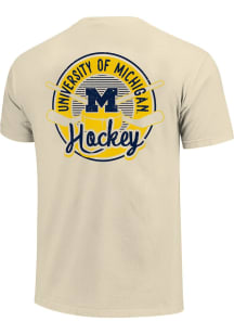 Michigan Wolverines Hockey Badge Short Sleeve T Shirt - Ivory