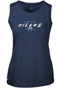 Levelwear Edmonton Oilers Womens Navy Blue Macy Scratched Tank Top
