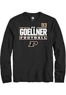 Sam Goellner Purdue Boilermakers Black Football NIL Stacked Box Long Sleeve Player T Shirt