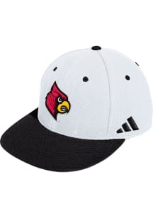 Adidas Louisville Cardinals Mens White Fitted Mesh Fitted Hat