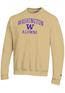 Mens Washington Huskies Gold Champion Logo Alumni Powerblend Crew Sweatshirt