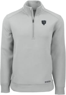 Cutter and Buck Chicago Bears Mens Grey Mono Roam Long Sleeve Qtr Zip Pullover