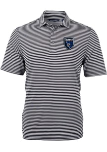 Cutter and Buck San Jose Earthquakes Black Virtue Eco Pique Stripe Big and Tall Polo