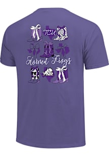 TCU Horned Frogs Womens Purple Boots and Bows Short Sleeve T-Shirt