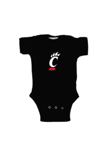 Cincinnati Bearcats Baby Black Embroidered Logo Short Sleeve One Piece
