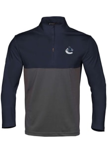 Levelwear Vancouver Canucks Mens Navy Blue Pursue Embroidered 3D Patch Short Sleeve Qtr Zip